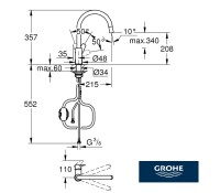 MEDIDAS MONOMANDO COCINA EXTRAIBLE BAUEDGE GROHE